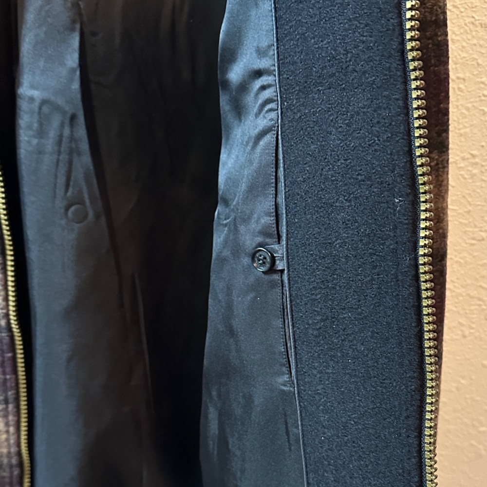 Pendleton Plaid Black and Brown Pea Coat - Picture 5 of 8